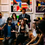 Group of professionals in a lively discussion
